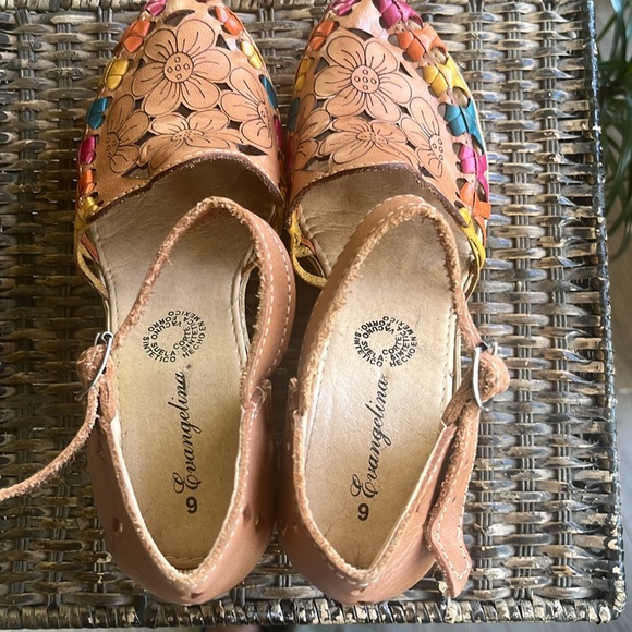 Mexican man made wedge espadrille flower detail colorful size 9 - Picture 8 of 10